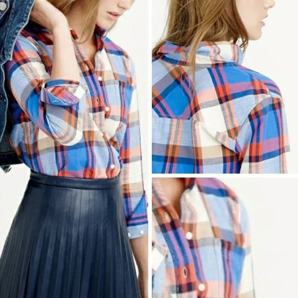 J. Crew Tops - J.Crew Perfect Fit Plaid Button Down Shirt